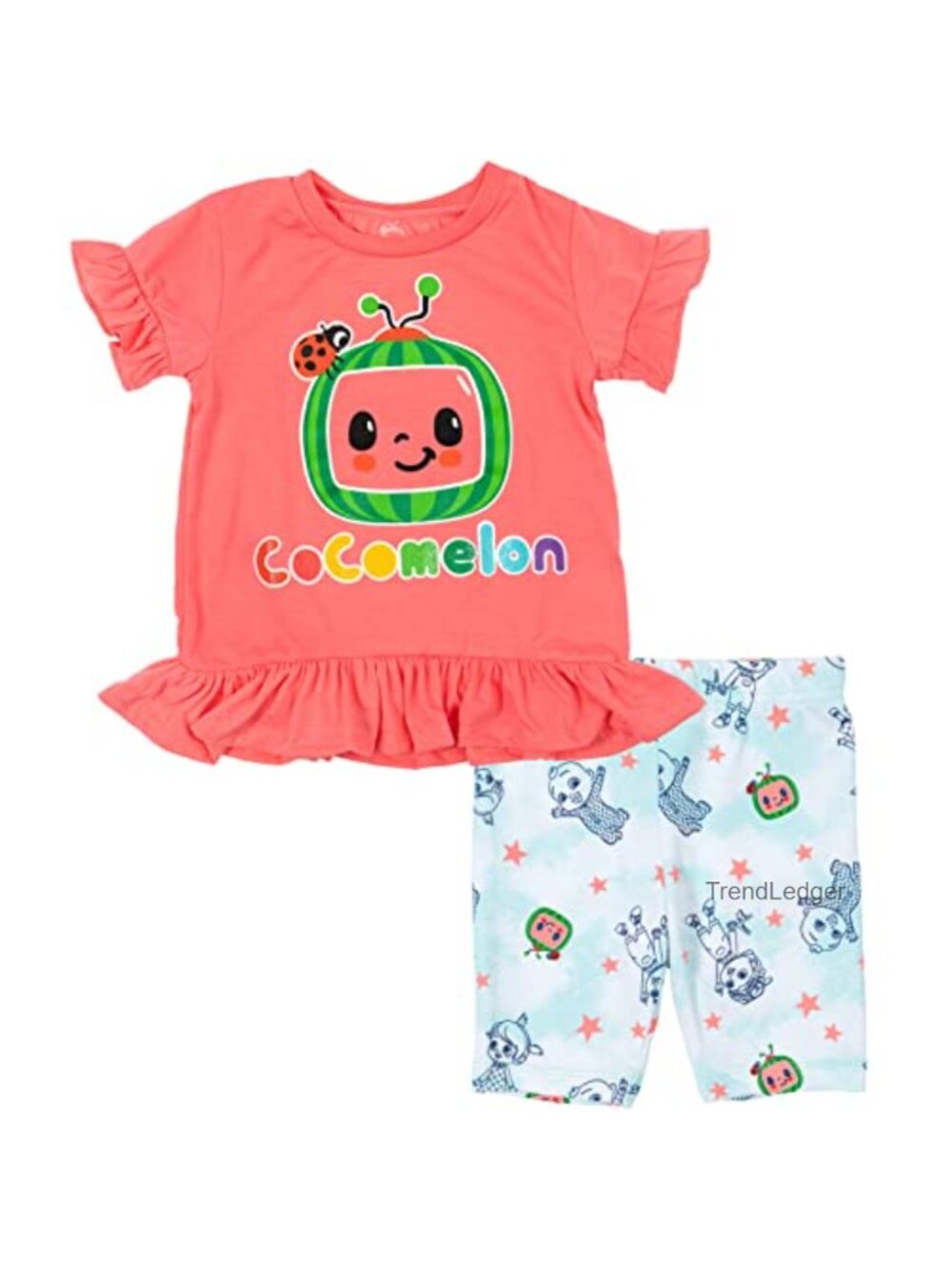 Toddler Girls CoComelon Graphic Tee and Shorts Outfit Set 2 Piece